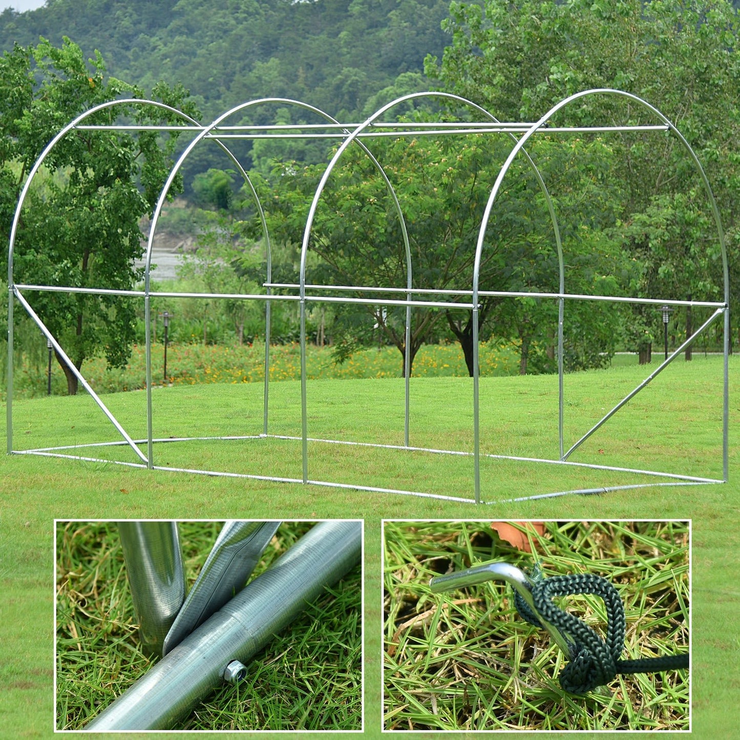 12 ft. x 7 ft. x 7 ft. Walk-in Tunnel Greenhouse with Zipper Door, Side Windows Greenhouse Aoodor   