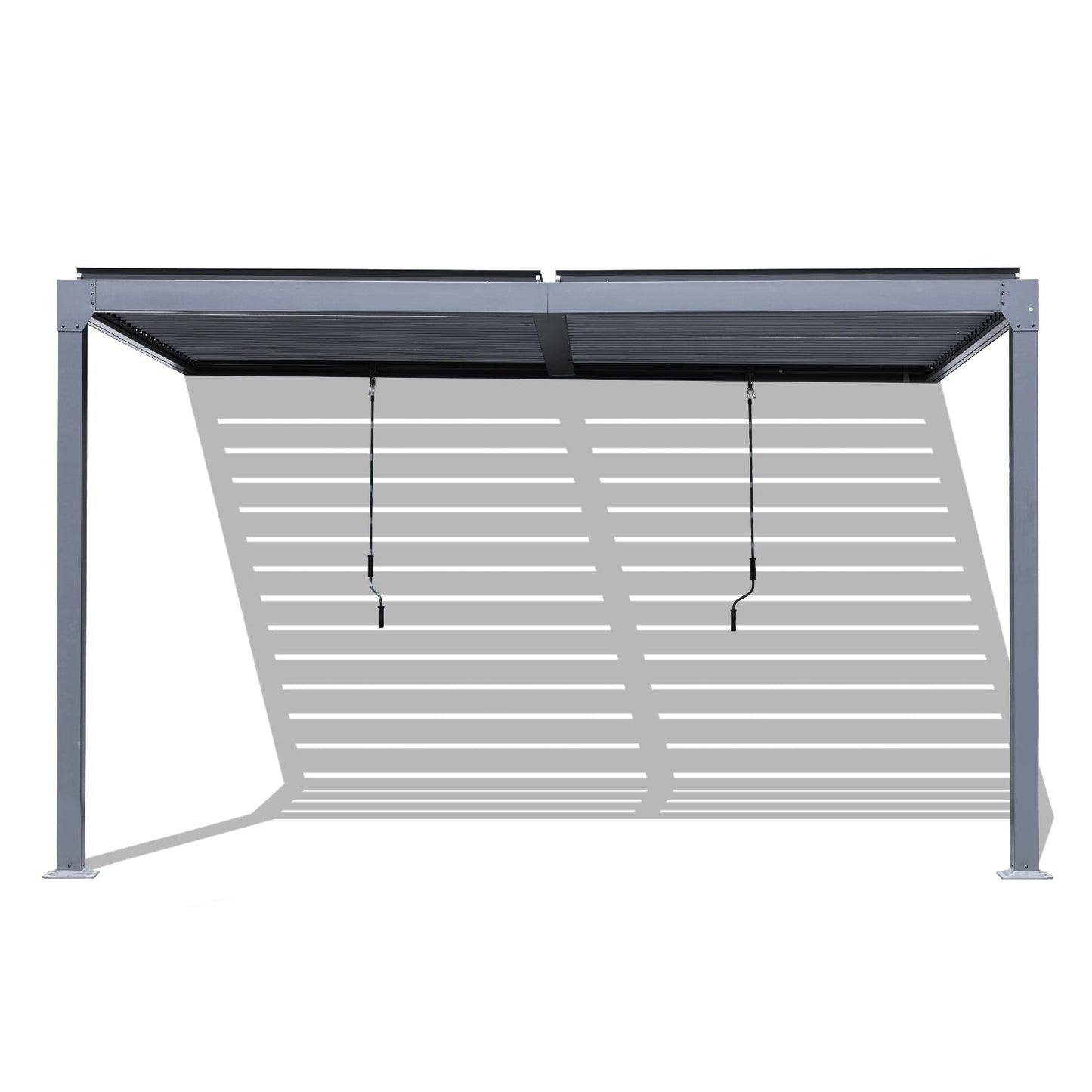 13 x 10 ft. Outdoor Aluminum Wall Mounted Louvered Pergola, Sun Shade Shelter with 2 Adjustable Panels  - Dark Gray/White Louvered Pergola Aoodor LLC Dark Gray  