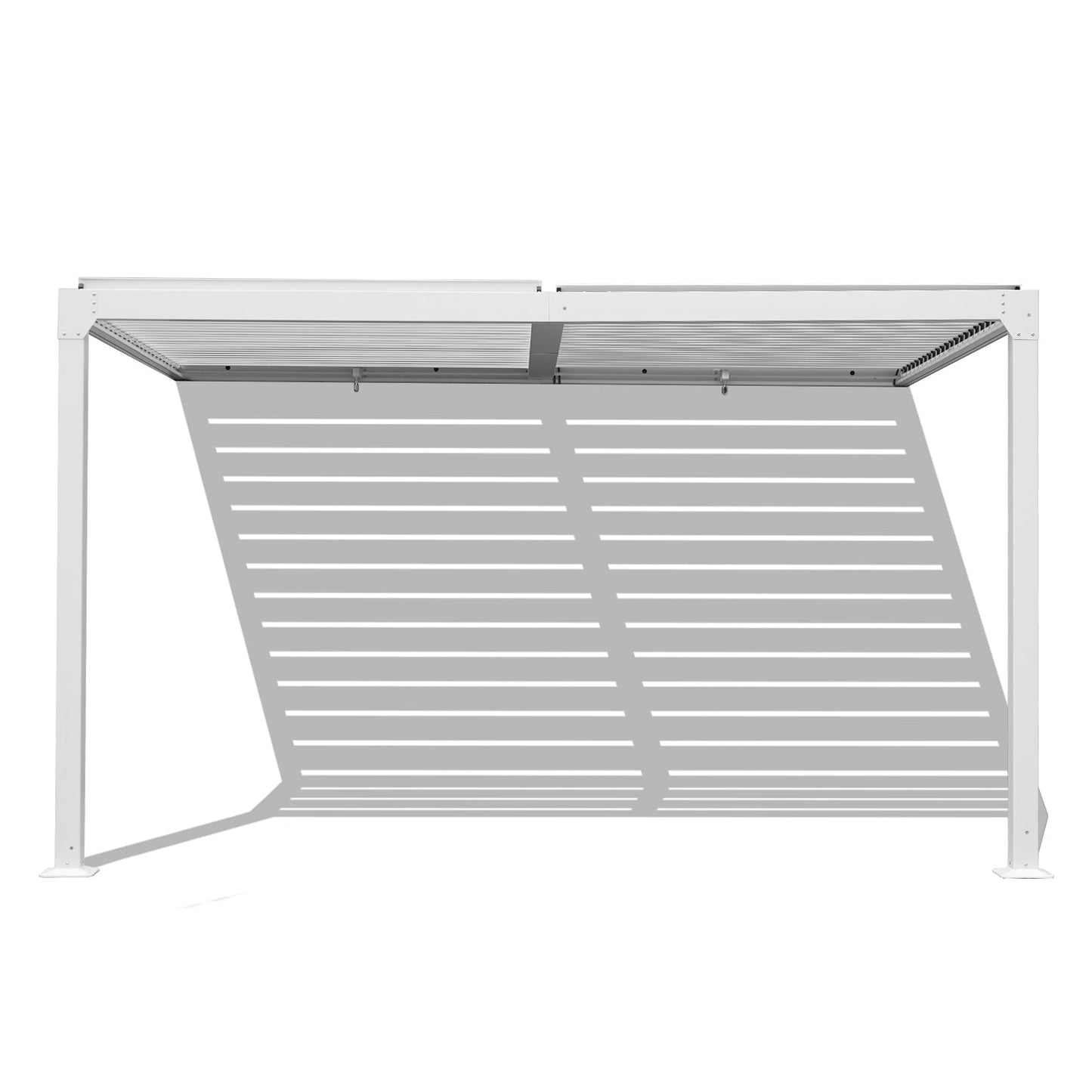 13 x 10 ft. Outdoor Aluminum Wall Mounted Louvered Pergola, Sun Shade Shelter with 2 Adjustable Panels  - Dark Gray/White Louvered Pergola Aoodor LLC White  