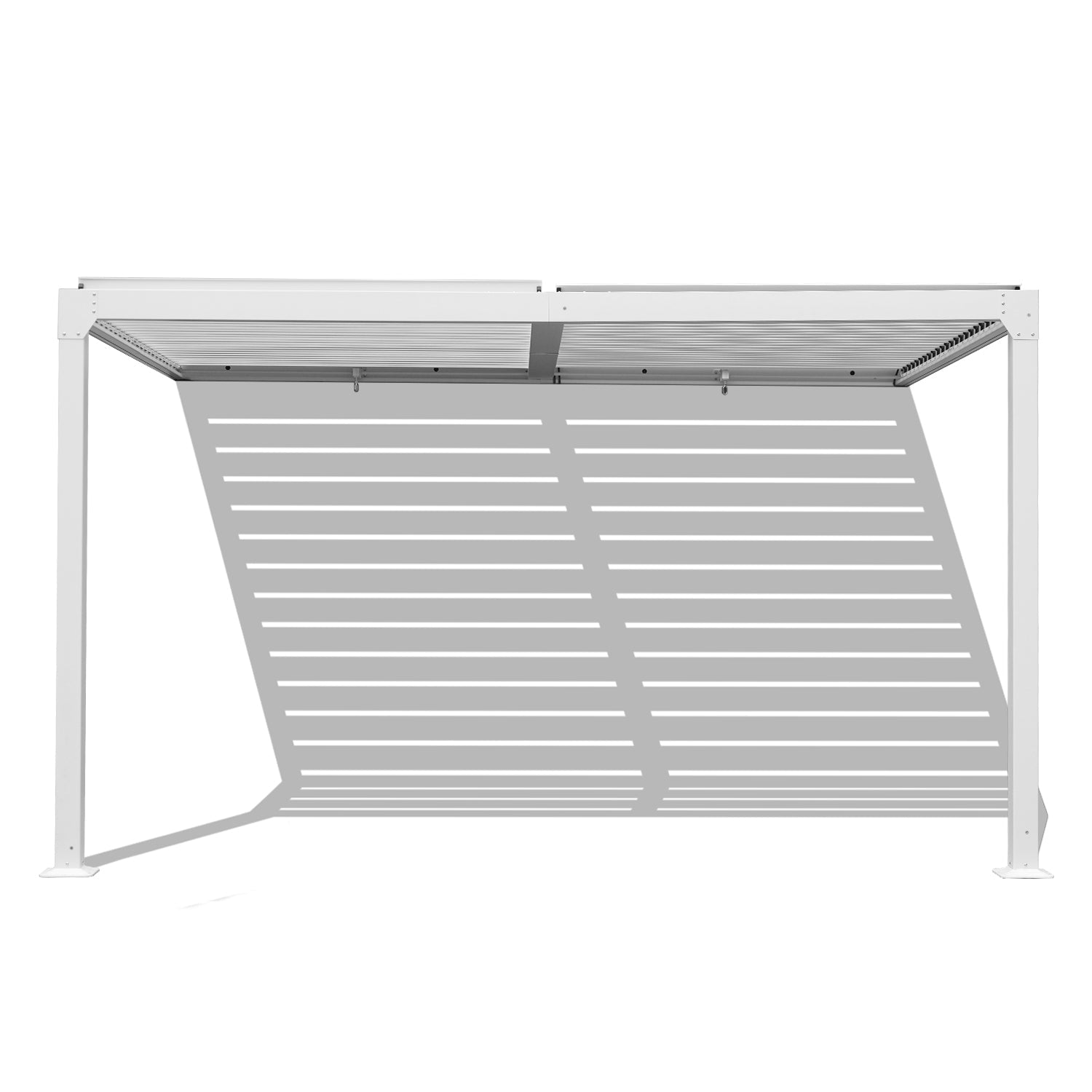 13 x 10 ft. Outdoor Aluminum Wall Mounted Louvered Pergola, Sun Shade Shelter with 2 Adjustable Panels  - Dark Gray/White Louvered Pergola Aoodor LLC White  