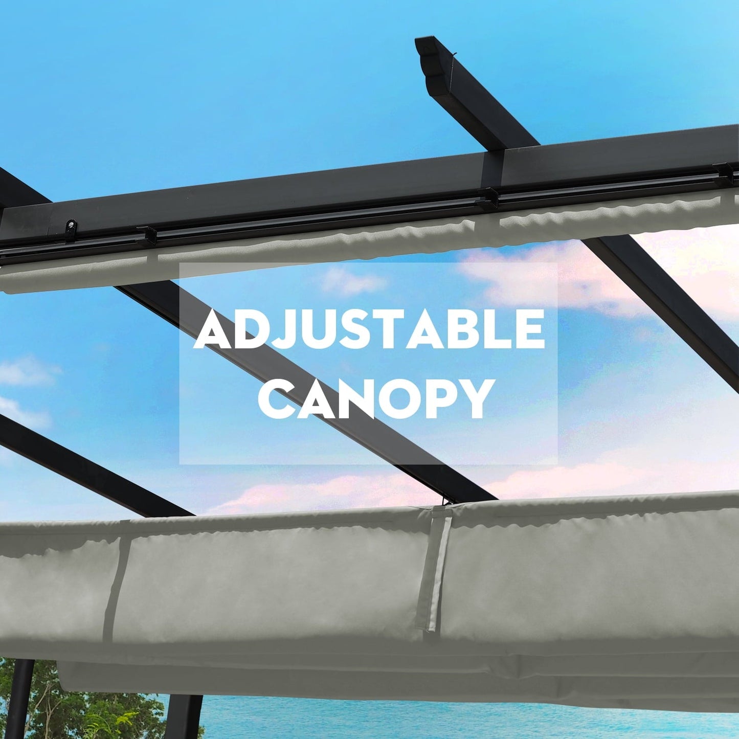 13 x 10 FT Outdoor Pergola with Retractable Shade Canopy, Aluminum Frame,Roller Shade Curtain  Aoodor    