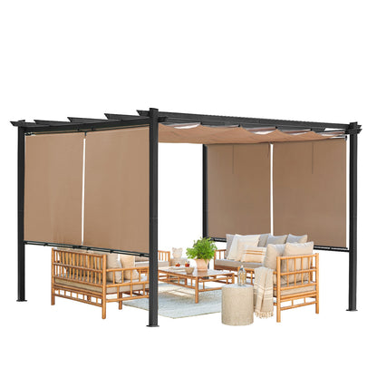 13 x 10 FT Outdoor Pergola with Retractable Shade Canopy, Aluminum Frame,Roller Shade Curtain  Aoodor    