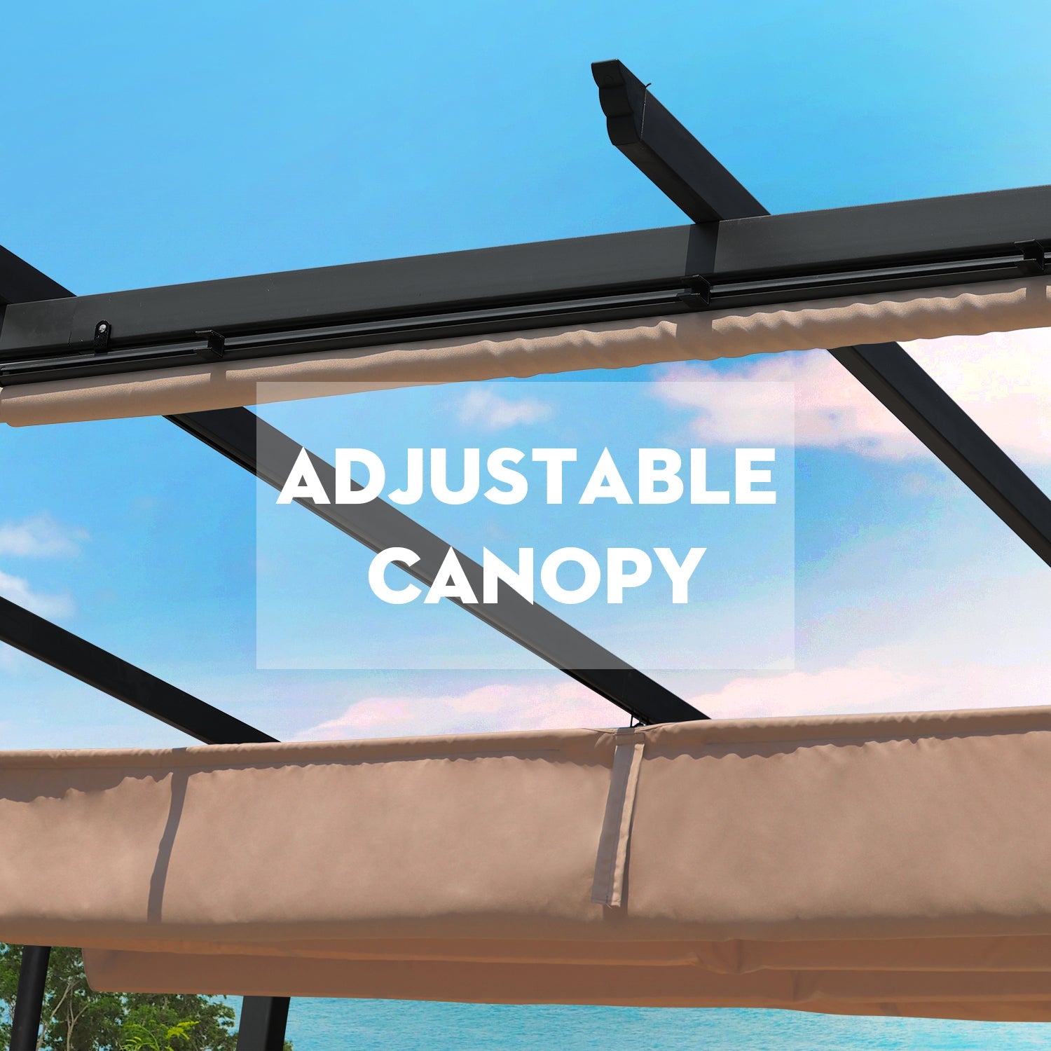 13 x 10 FT Outdoor Pergola with Retractable Shade Canopy, Aluminum Frame,Roller Shade Curtain  Aoodor    