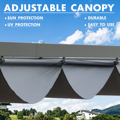 16 x 12 FT Outdoor Pergola with Retractable Shade Canopy, Aluminum Frame, Roller Shade Curtain Pergola Aoodor LLC   