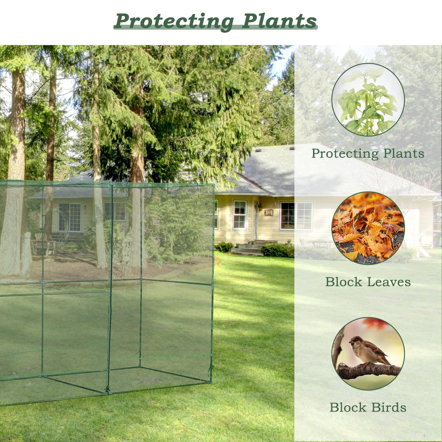 16' x 4' x 6' Cage Plant Protection Netting Tent with Zipper for Vegetables Fruits and Plant  Aoodor    