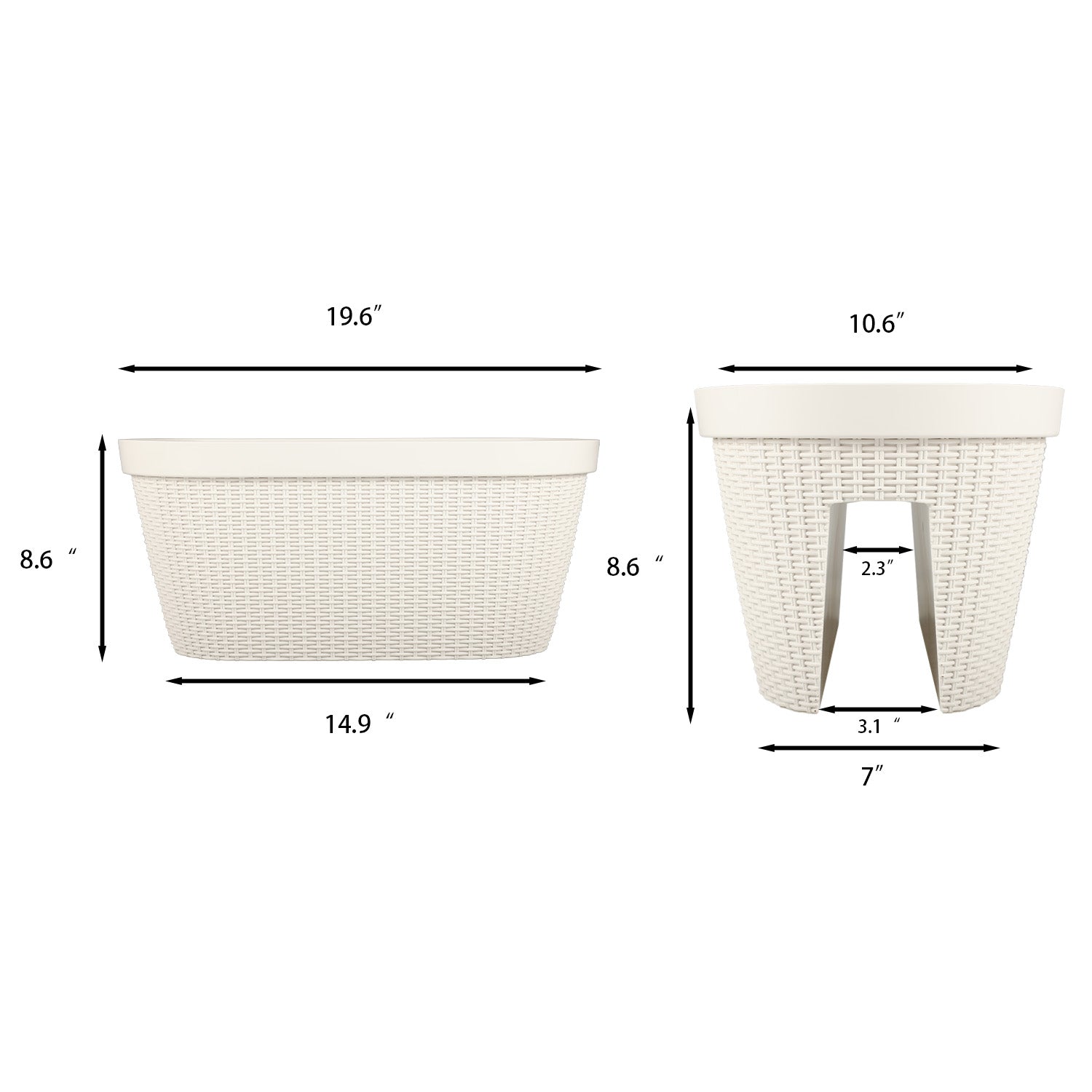 19.6'' Balcony Rattan Pattern Railing Planter Box with Drainage Holes and Adjustable Brackets-Set of 4  Aoodor    
