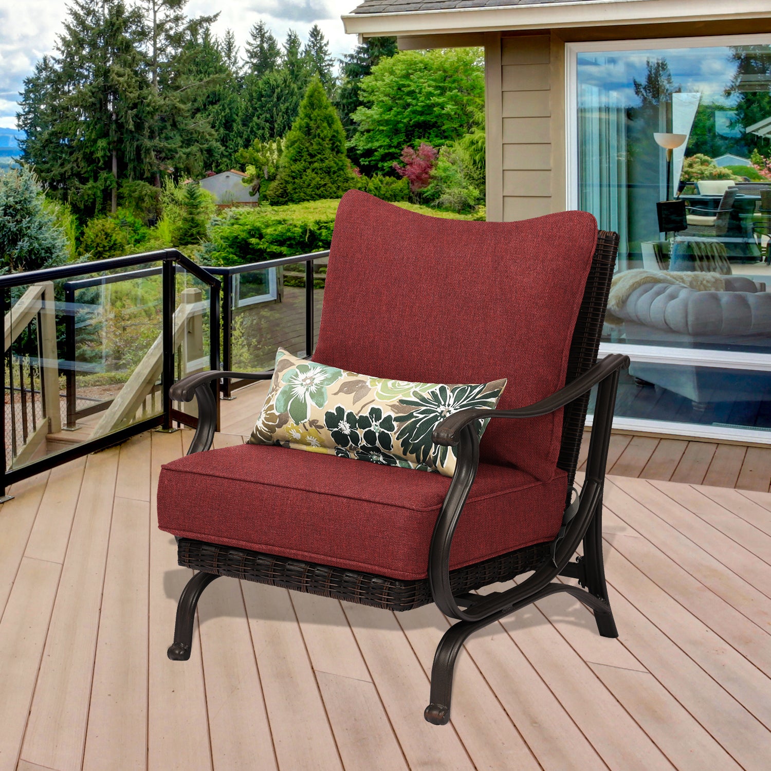 Patio Deep Chair Cushion - 2 Back 2 Seater 2 Pillow CUSHION Aoodor LLC   