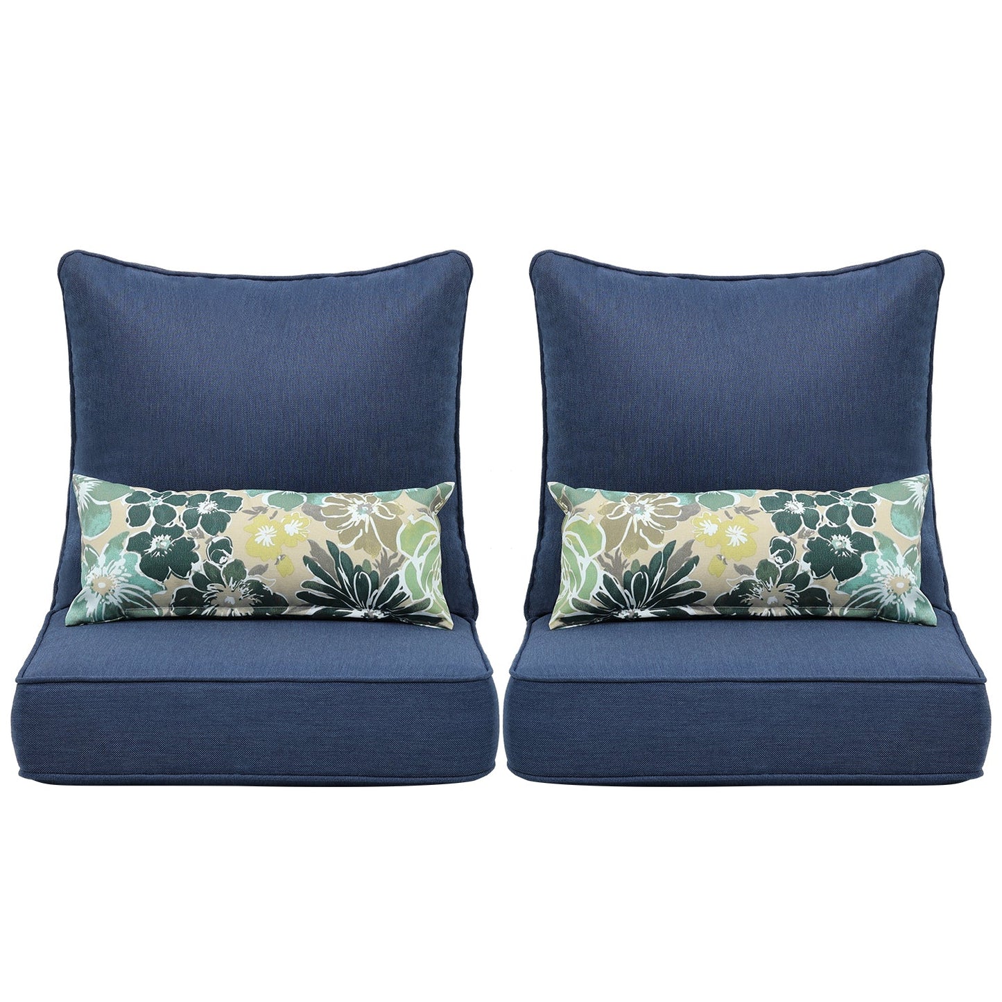 Patio Deep Chair Cushion - 2 Back 2 Seater 2 Pillow CUSHION Aoodor LLC Dark Blue  