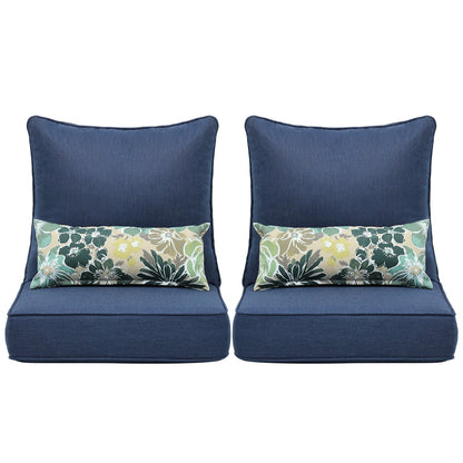 Patio Deep Chair Cushion - 2 Back 2 Seater 2 Pillow CUSHION Aoodor LLC Dark Blue  