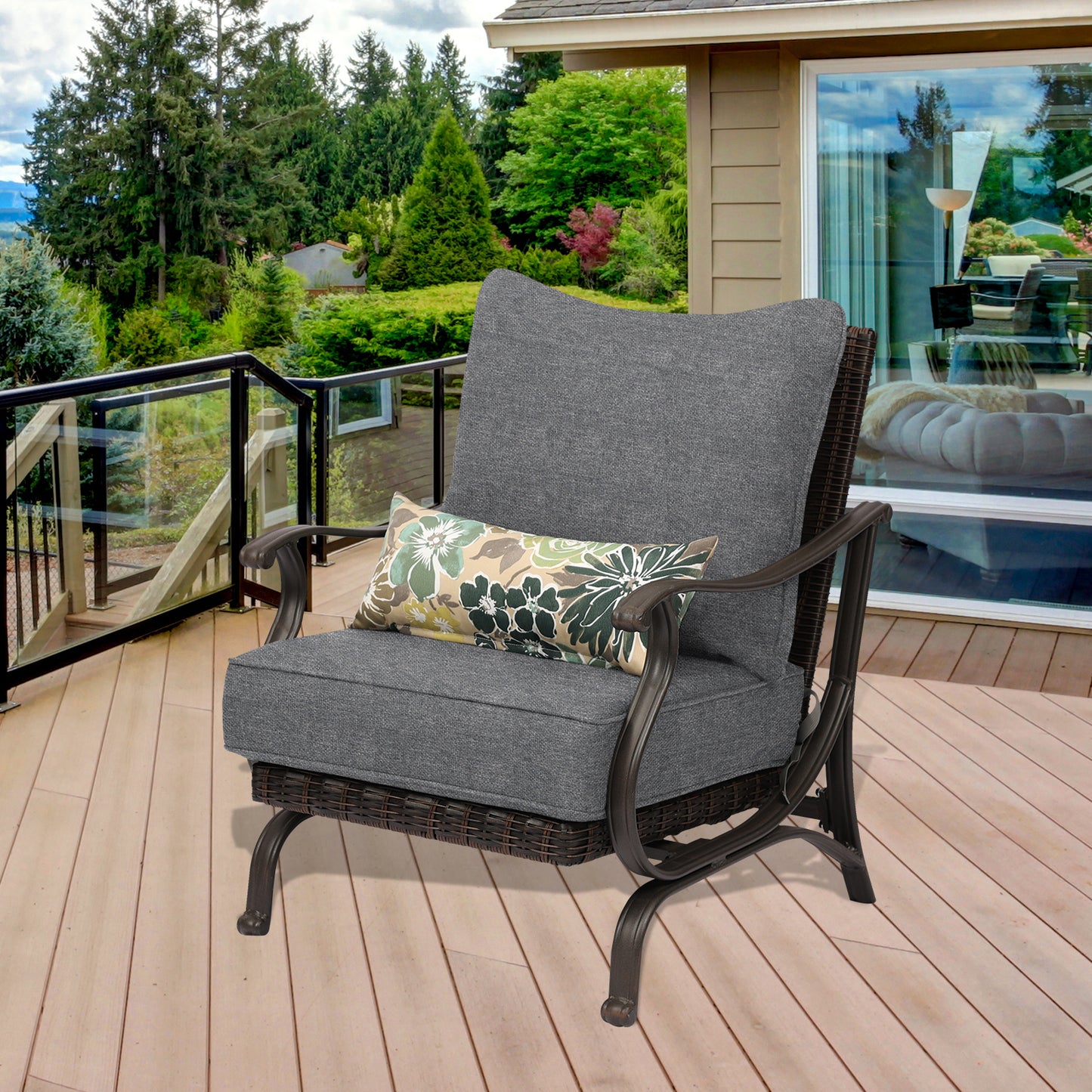 Patio Deep Chair Cushion - 2 Back 2 Seater 2 Pillow CUSHION Aoodor LLC   