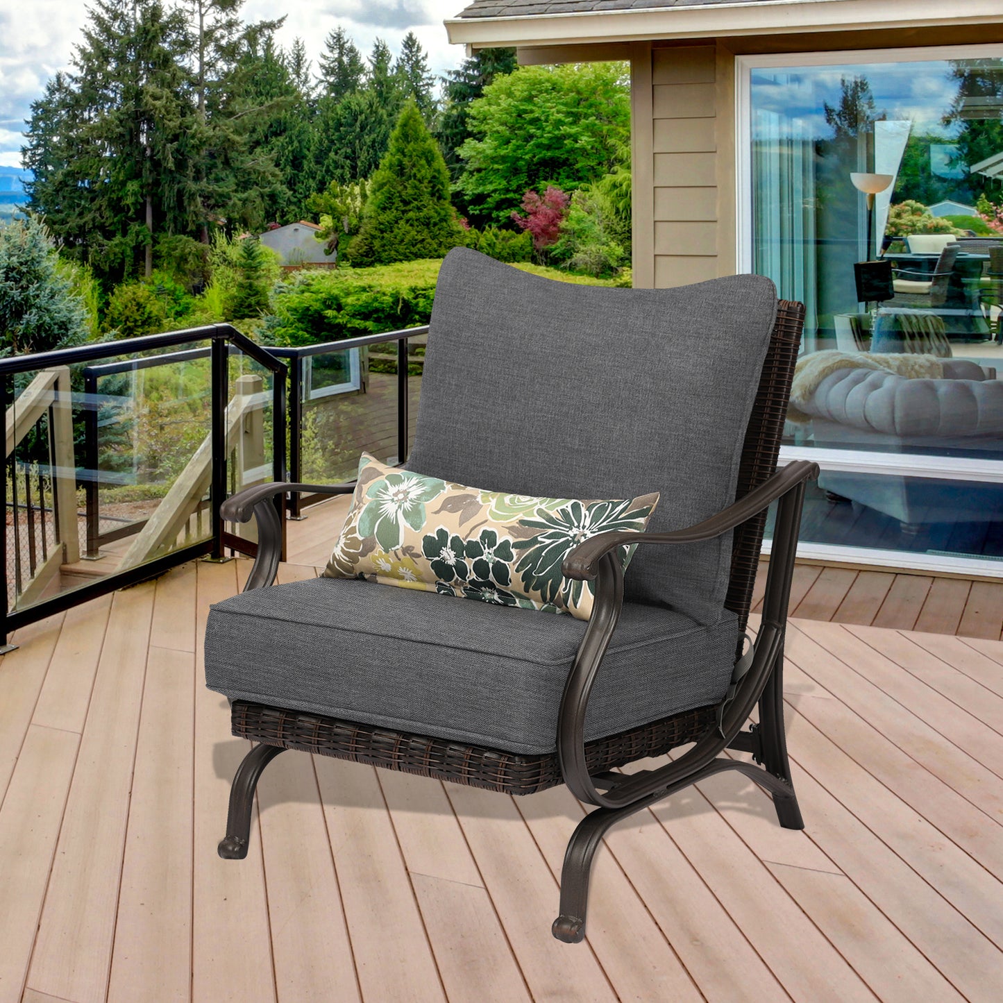 Patio Deep Chair Cushion - 2 Back 2 Seater 2 Pillow CUSHION Aoodor LLC   