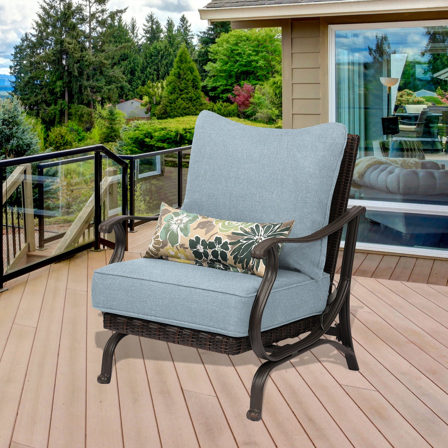 Patio Deep Chair Cushion - 2 Back 2 Seater 2 Pillow CUSHION Aoodor LLC   