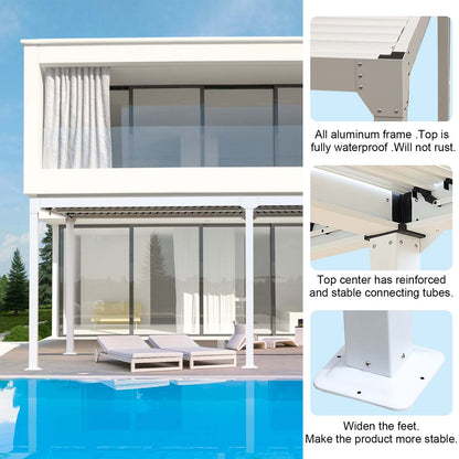 20 x 10 ft. Outdoor Aluminum Louvered Pergola Sun Shade Shelter with Adjustable Panels- White Pergola Aoodor LLC   