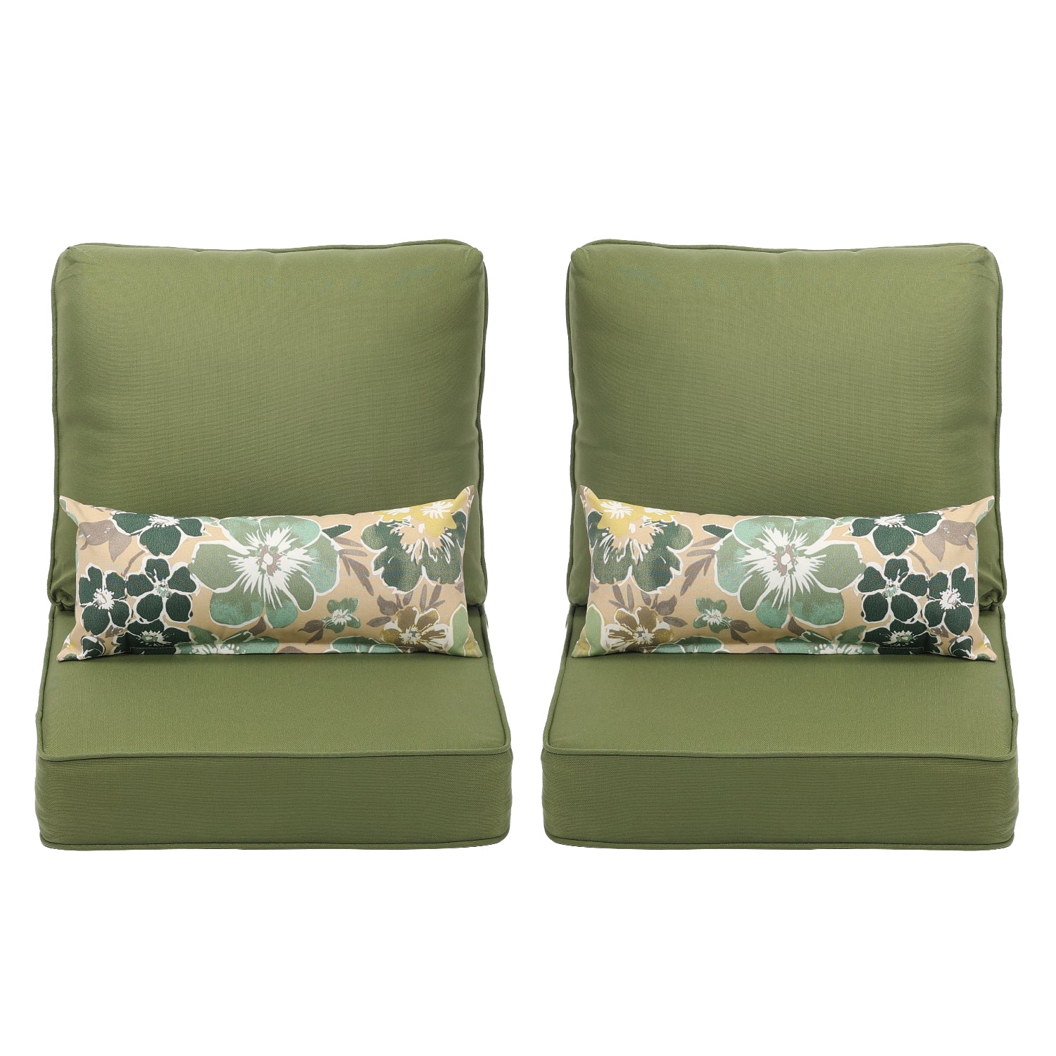 22"x 24"  Patio Deep Chair Cushion - 2 Back 2 Seater 2 Pillow CUSHION Aoodor Green  