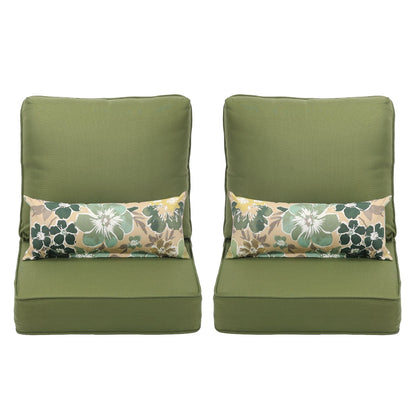 22"x 24"  Patio Deep Chair Cushion - 2 Back 2 Seater 2 Pillow CUSHION Aoodor Green  