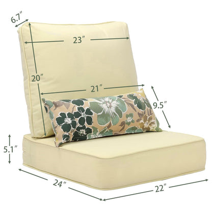 22"x 24"  Patio Deep Chair Cushion - 2 Back 2 Seater 2 Pillow CUSHION Aoodor   