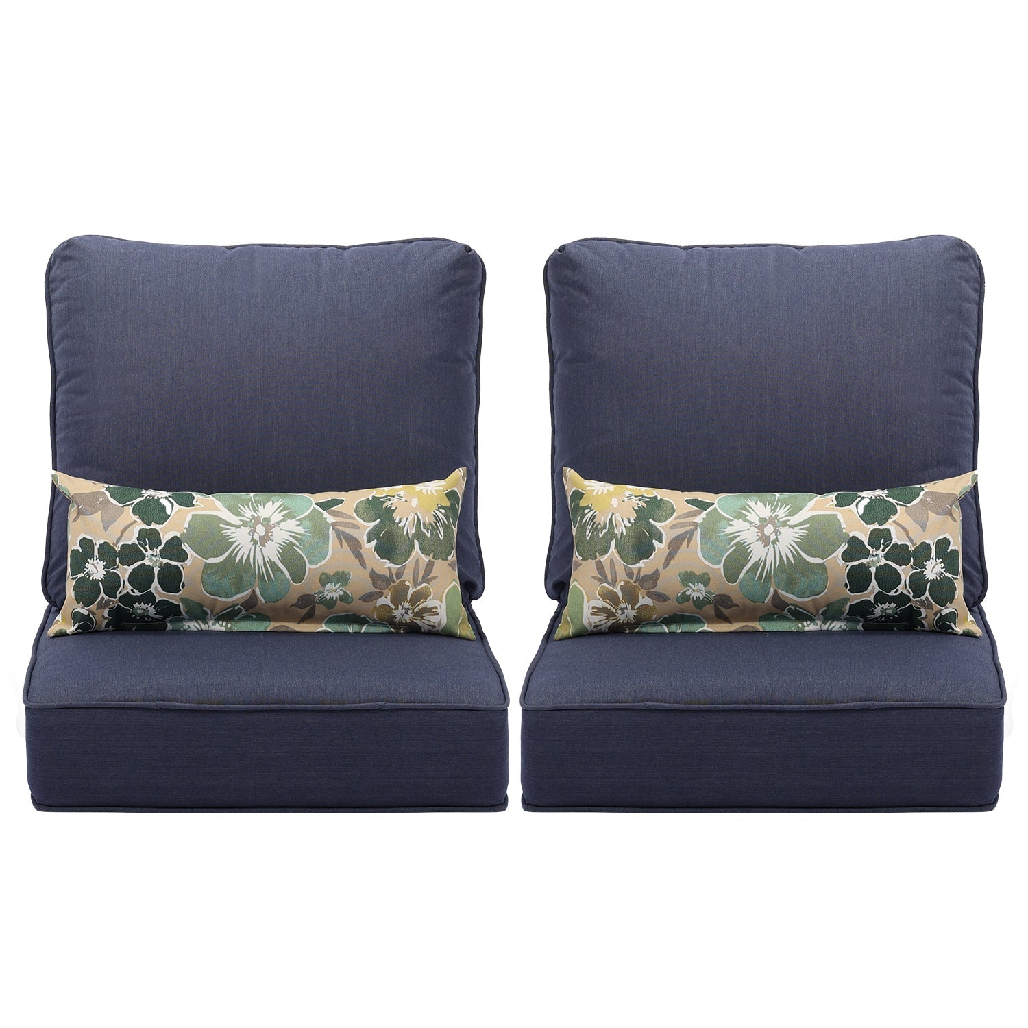 22"x 24"  Patio Deep Chair Cushion - 2 Back 2 Seater 2 Pillow CUSHION Aoodor Dark Blue  