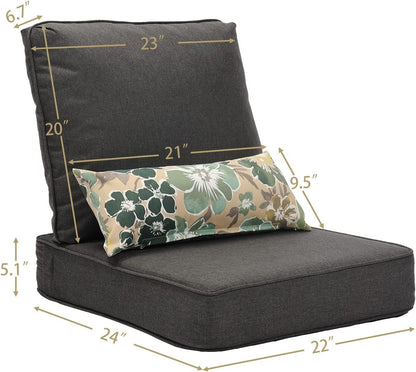 22"x 24"  Patio Deep Chair Cushion - 2 Back 2 Seater 2 Pillow CUSHION Aoodor   