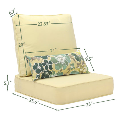 22"x 24"  Patio Deep Chair Cushion - 2 Back 2 Seater 2 Pillow CUSHION Aoodor   