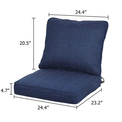 23'' x 24'' Outdoor Deep Seat Chair Cushion Set with Dust Jacket, Olefin Fabric Slipcover - Set of 2 (2 Back, 2 Seater ) CUSHION Aoodor LLC   