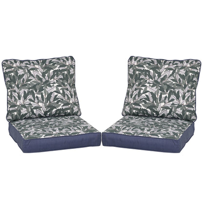 23'' x 24'' Outdoor Deep Seat Chair Cushion Set with Dust Jacket, Olefin Fabric Slipcover - Set of 2 (2 Back, 2 Seater ) CUSHION Aoodor LLC Botanical Blue  