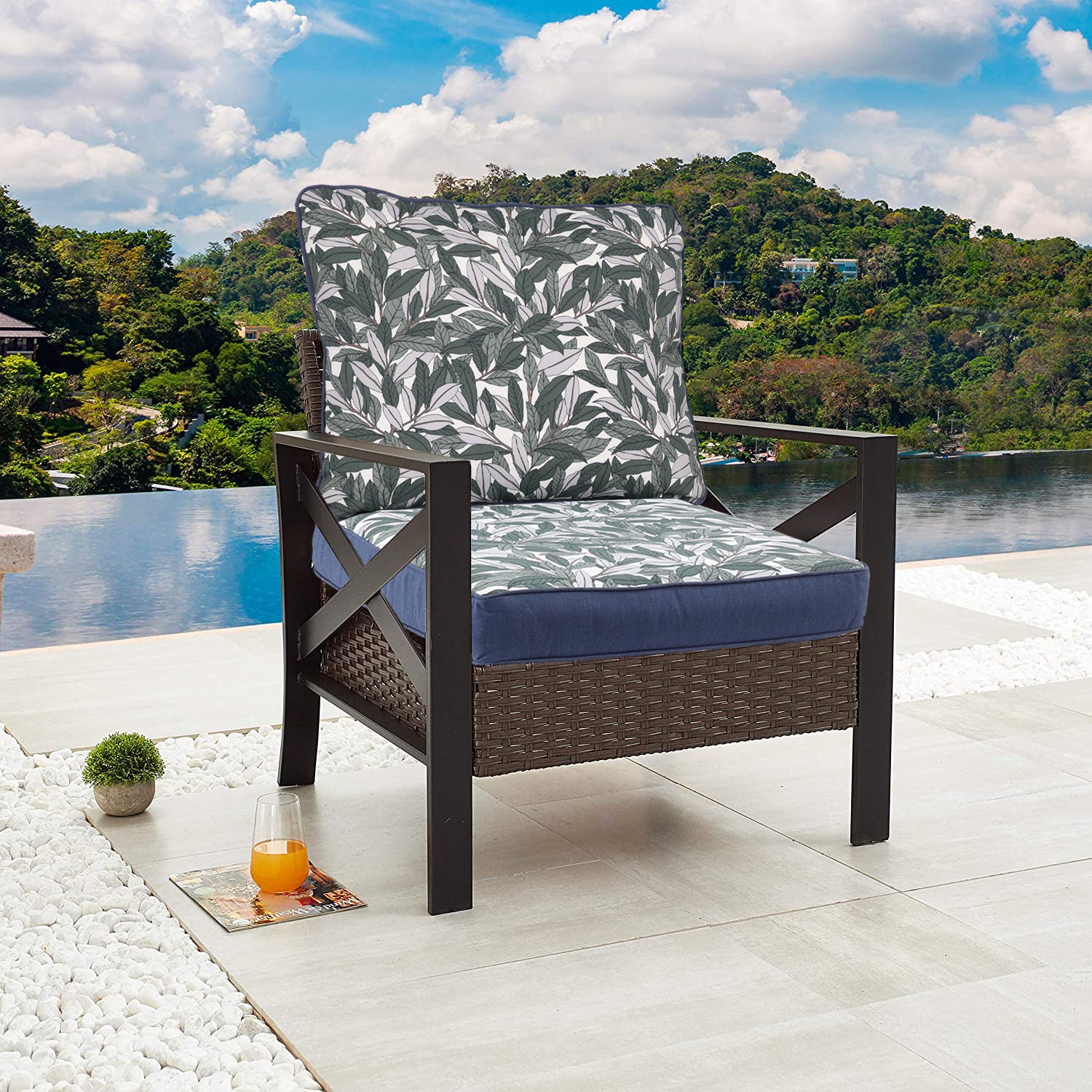 23'' x 24'' Outdoor Deep Seat Chair Cushion Set with Dust Jacket, Olefin Fabric Slipcover - Set of 2 (2 Back, 2 Seater ) CUSHION Aoodor LLC   