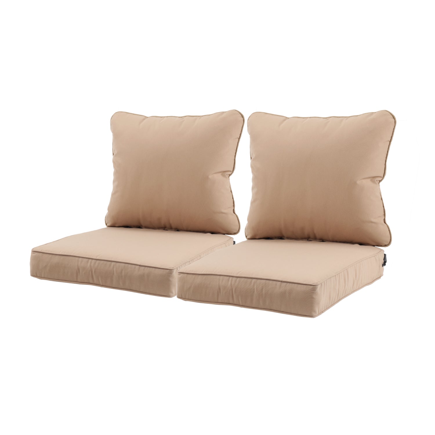 23'' x 24'' Outdoor Deep Seat Chair Cushion Set with Dust Jacket, Olefin Fabric Slipcover - Set of 2 (2 Back, 2 Seater ) CUSHION Aoodor LLC Khaki  