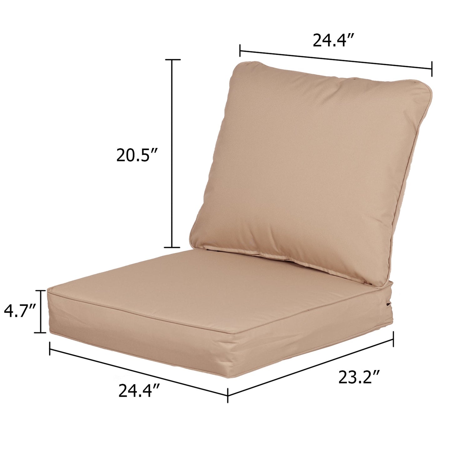 23'' x 24'' Outdoor Deep Seat Chair Cushion Set with Dust Jacket, Olefin Fabric Slipcover - Set of 2 (2 Back, 2 Seater ) CUSHION Aoodor LLC   