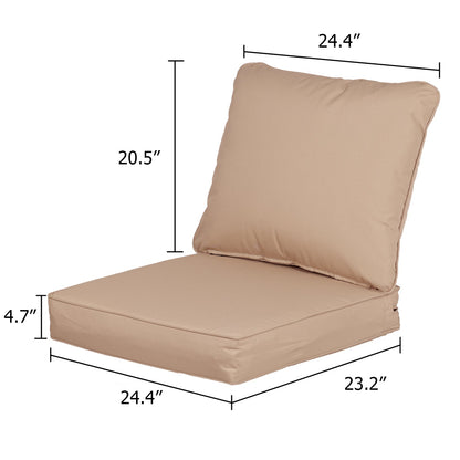 23'' x 24'' Outdoor Deep Seat Chair Cushion Set with Dust Jacket, Olefin Fabric Slipcover - Set of 2 (2 Back, 2 Seater ) CUSHION Aoodor LLC   