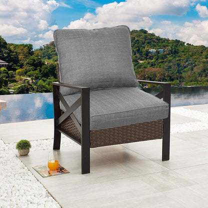 23'' x 24'' Outdoor Deep Seat Chair Cushion Set with Dust Jacket, Olefin Fabric Slipcover - Set of 2 (2 Back, 2 Seater ) CUSHION Aoodor LLC   