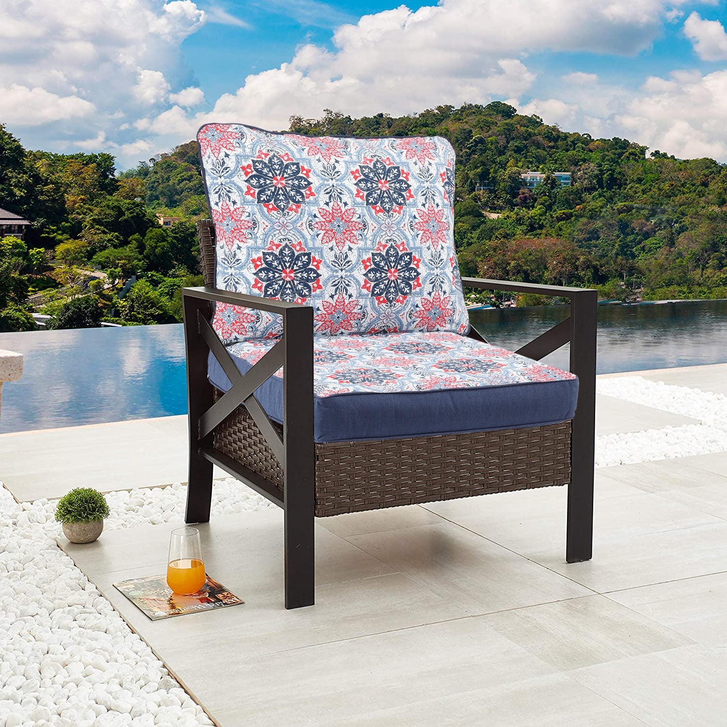 23'' x 24'' Outdoor Deep Seat Chair Cushion Set with Dust Jacket, Olefin Fabric Slipcover - Set of 2 (2 Back, 2 Seater ) CUSHION Aoodor LLC   