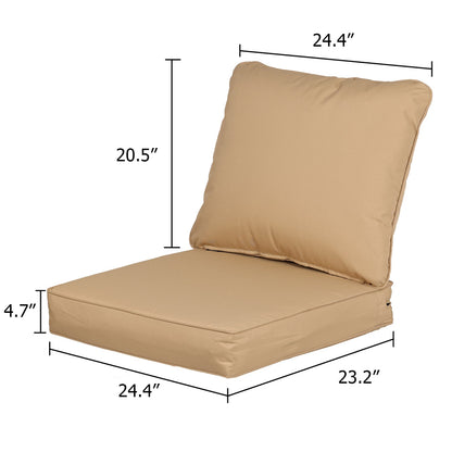 23'' x 24'' Outdoor Deep Seat Chair Cushion Set with Dust Jacket, Olefin Fabric Slipcover - Set of 2 (2 Back, 2 Seater ) CUSHION Aoodor LLC   