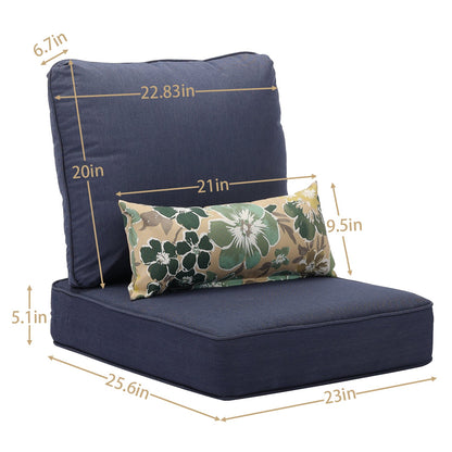 23"x 26"  Patio Deep Chair Cushion - 2 Back 2 Seater 2 Pillow CUSHION Aoodor   
