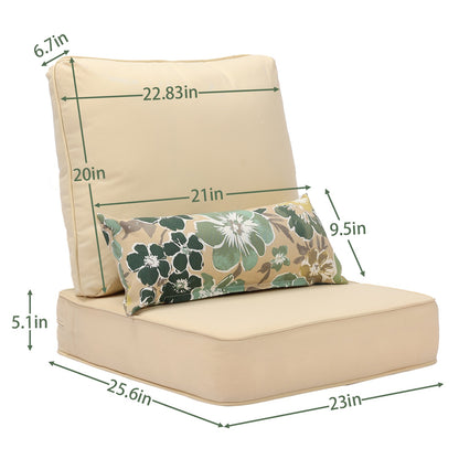 23"x 26"  Patio Deep Chair Cushion - 2 Back 2 Seater 2 Pillow CUSHION Aoodor   