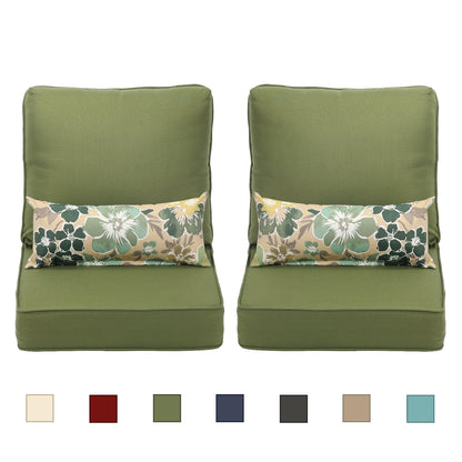 23"x 26"  Patio Deep Chair Cushion - 2 Back 2 Seater 2 Pillow CUSHION Aoodor Green  