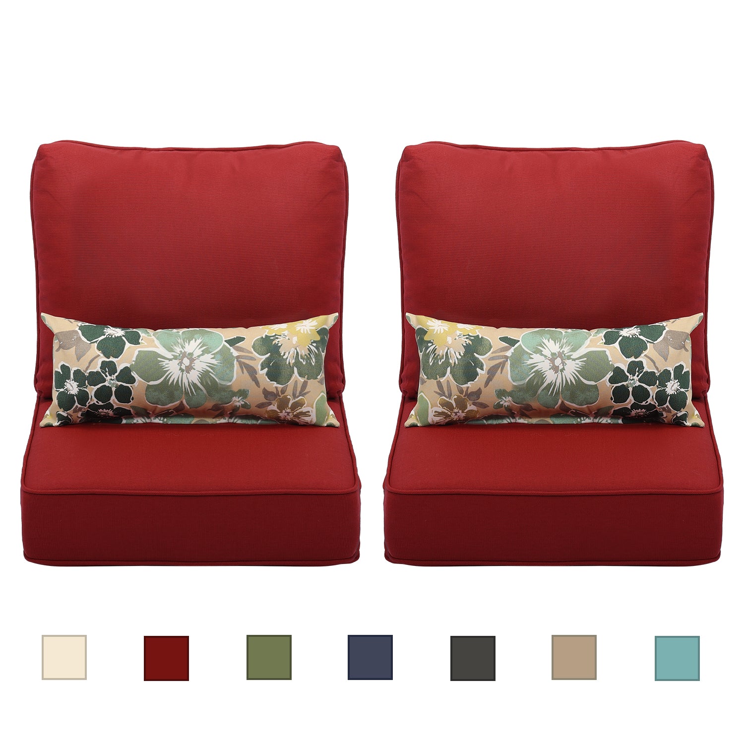 23"x 26"  Patio Deep Chair Cushion - 2 Back 2 Seater 2 Pillow CUSHION Aoodor Red  