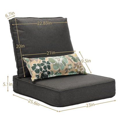 23"x 26"  Patio Deep Chair Cushion - 2 Back 2 Seater 2 Pillow CUSHION Aoodor   