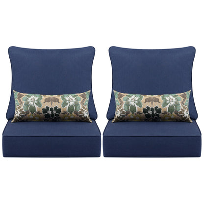 24'' x 24'' Patio Deep Chair Cushion - 2 Back 2 Seater 2 Pillow CUSHION Aoodor Dark Blue  