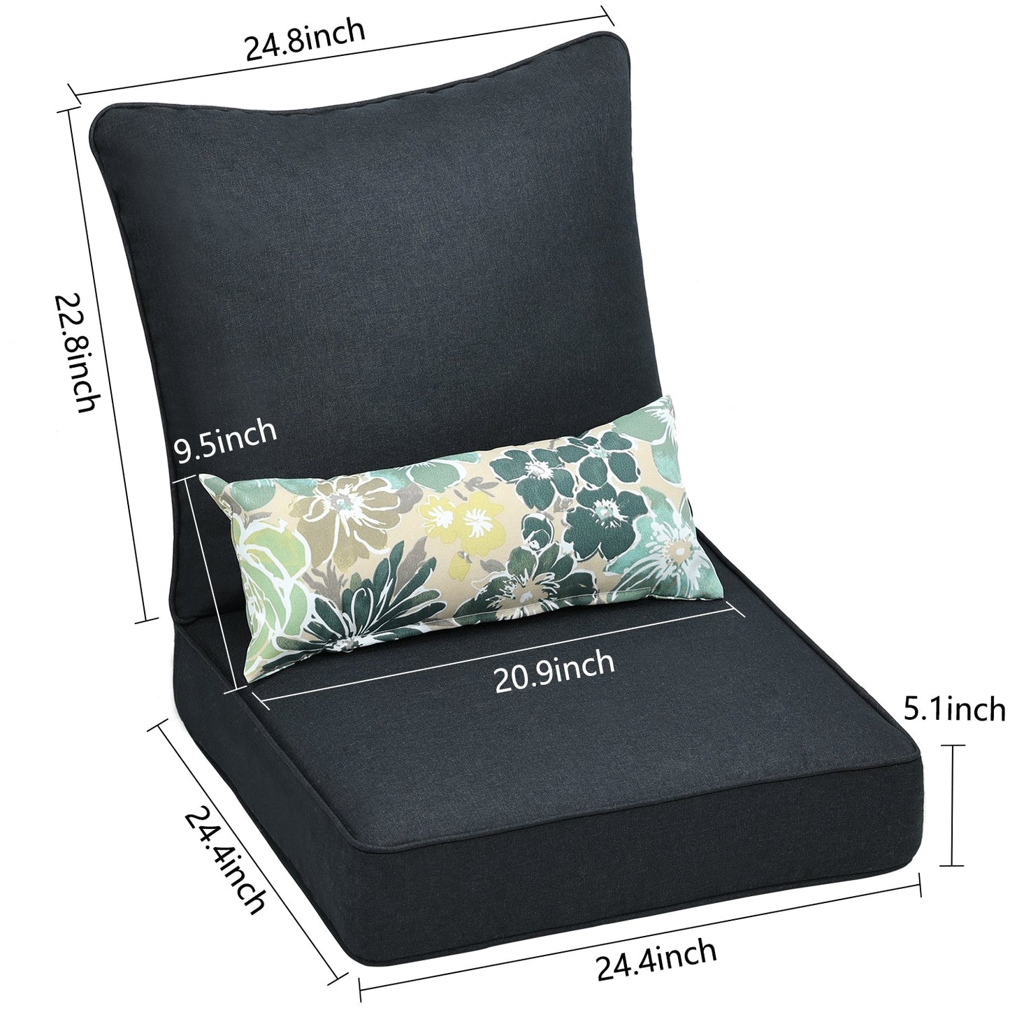 Patio Deep Chair Cushion - 2 Back 2 Seater 2 Pillow CUSHION Aoodor LLC   