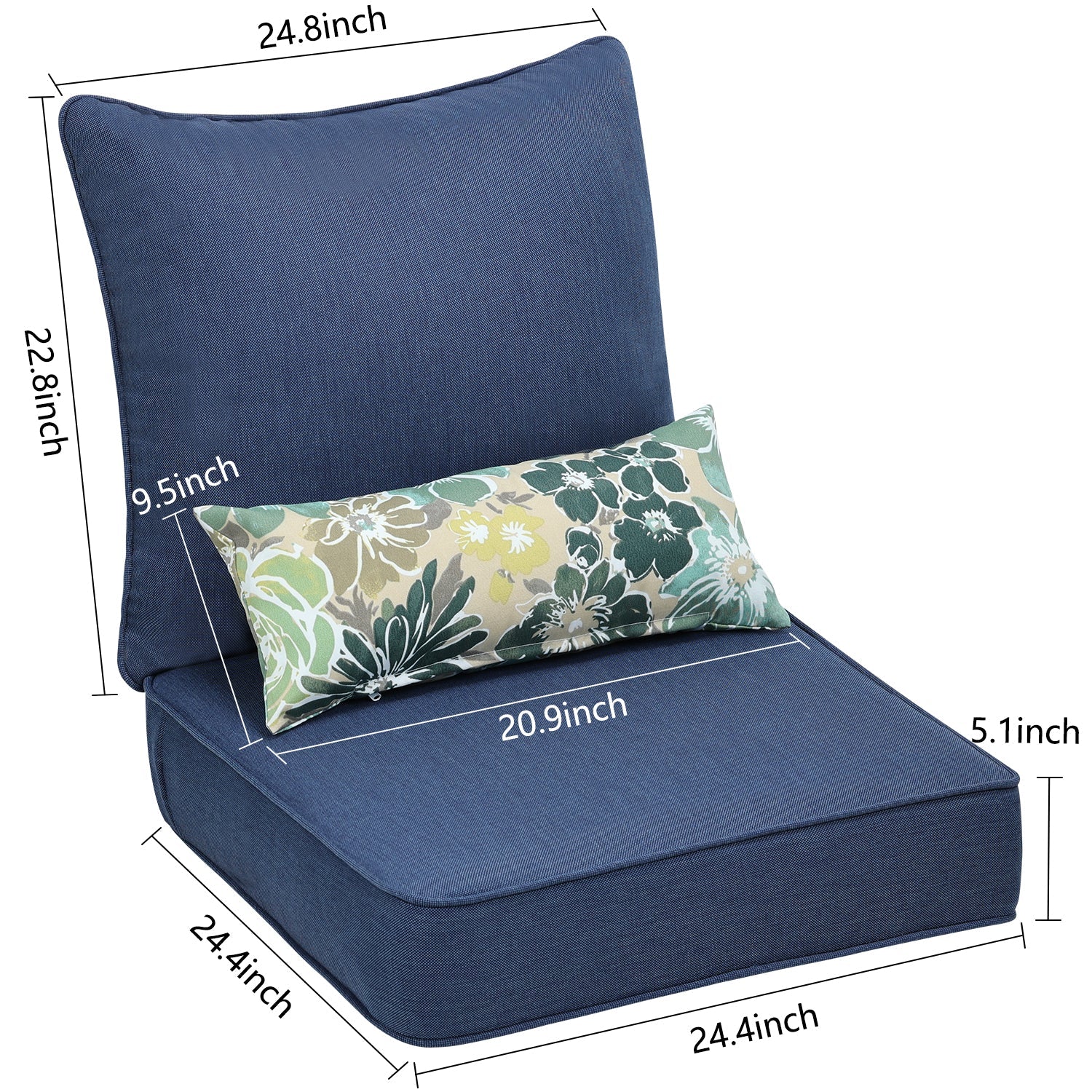 Patio Deep Chair Cushion - 2 Back 2 Seater 2 Pillow CUSHION Aoodor LLC   