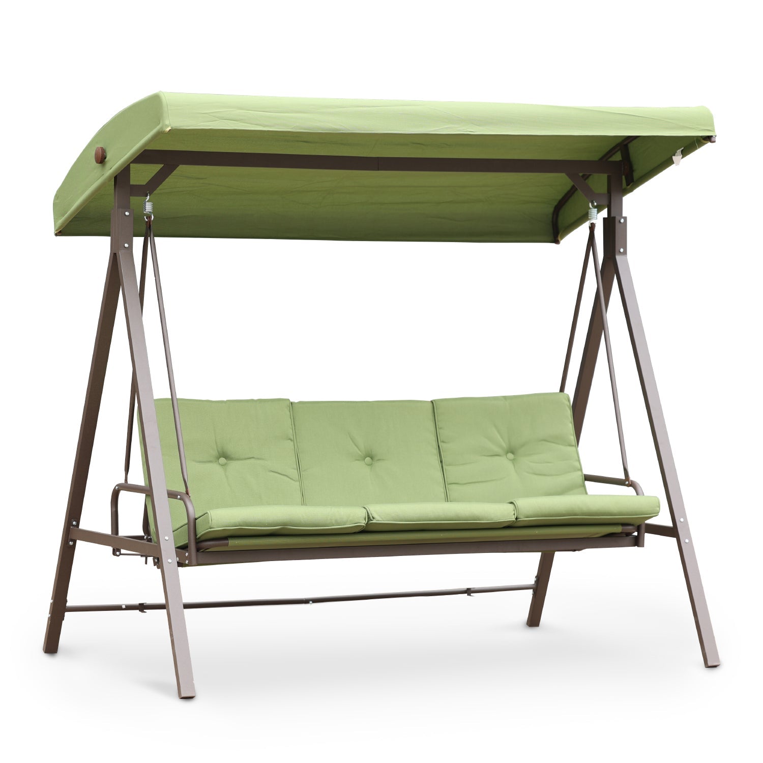 3-Person Outdoor Patio Swing Chair with Adjustable Canopy Furniture Aoodor Green  