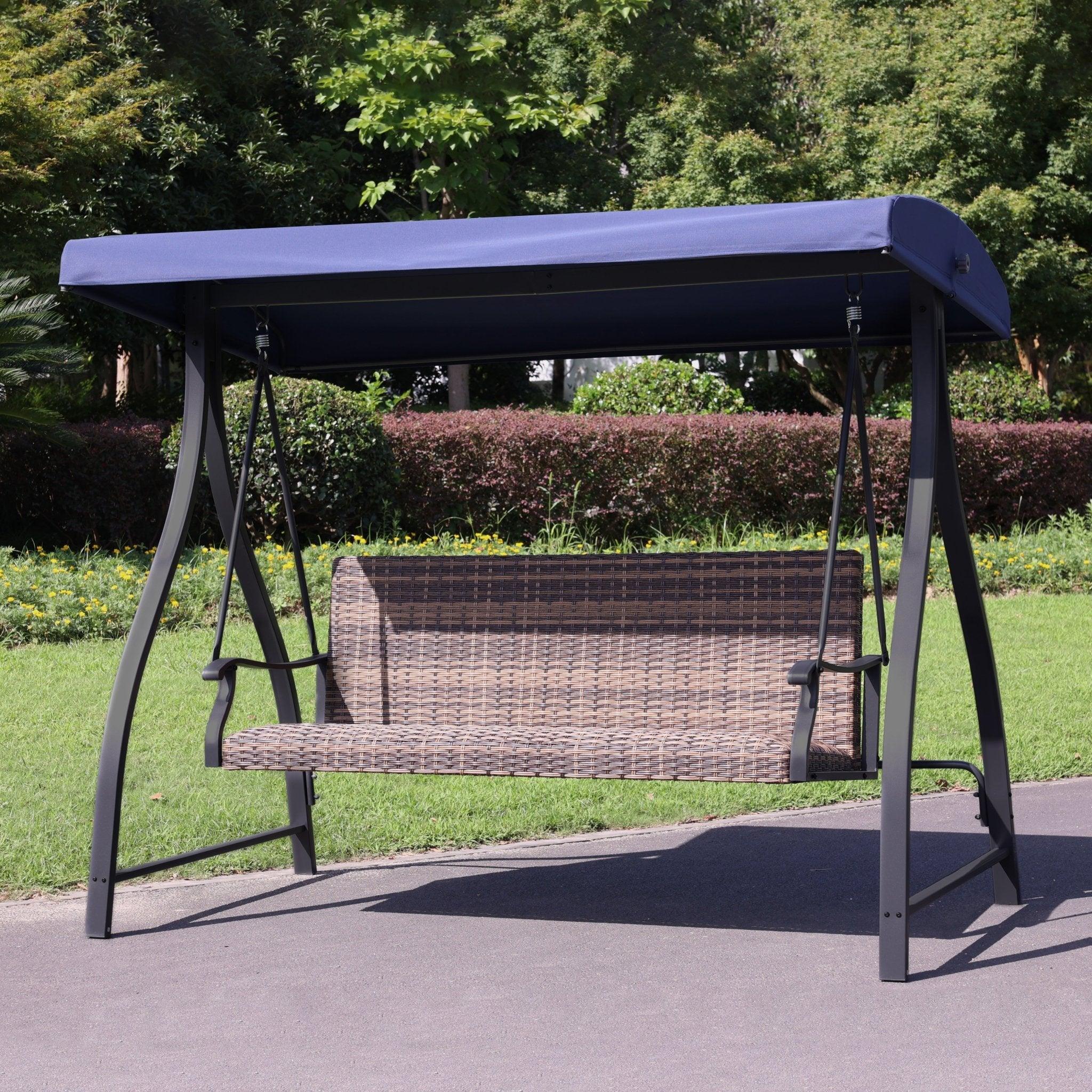 Aoodor 3 Seat Outdoor Patio Swing with Adjustable Canopy