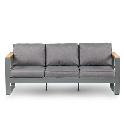 3 Seater Aluminum Sofa Couch Deep Seat - All-Weather Resistant Outdoor Conversation Set with Thick Cushions Furniture Aoodor LLC Grey  