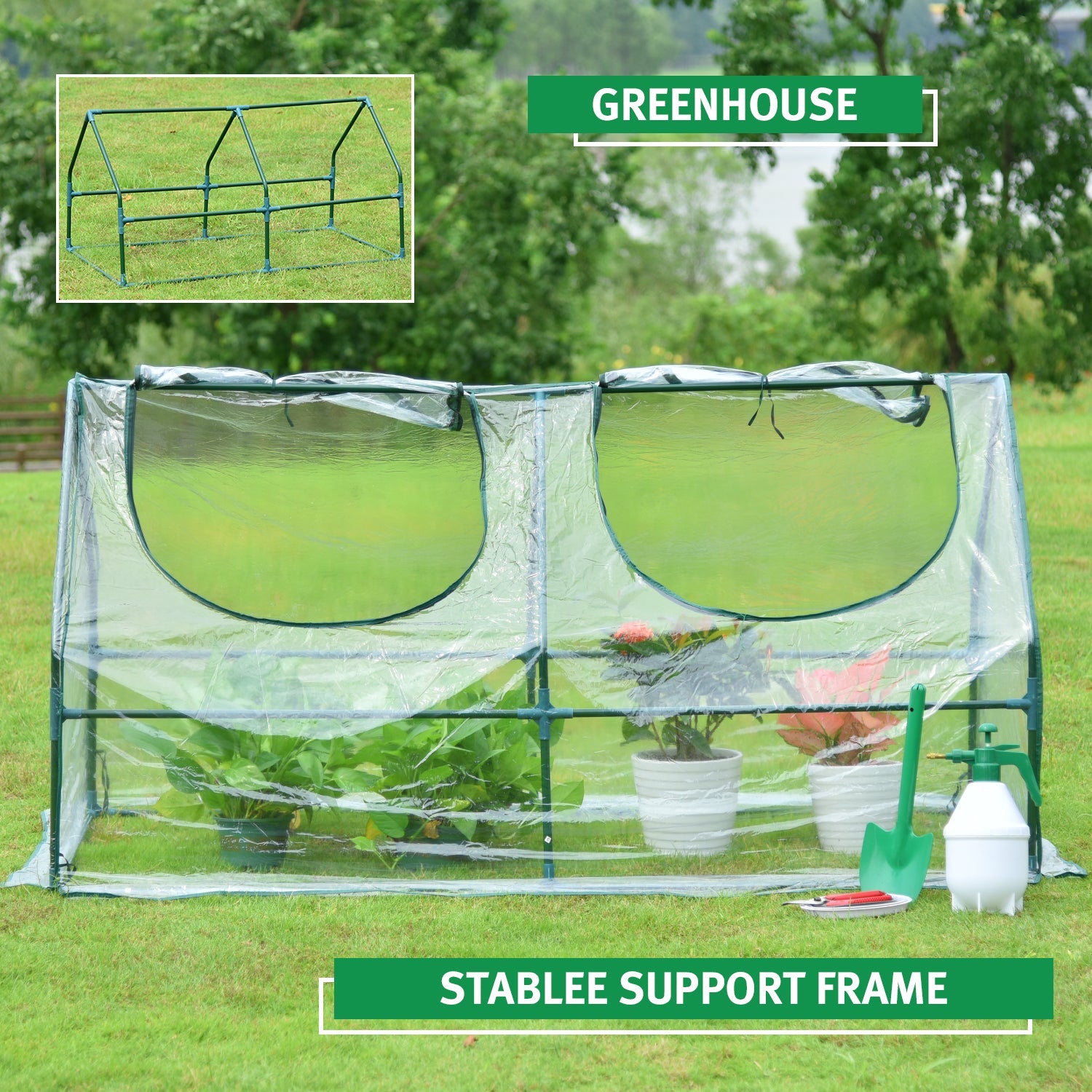 4 ft. x 2 ft. x 2 ft. Mini Greenhouse with Zipper Doors, Water Resistant & UV Protected Greenhouse Aoodor   