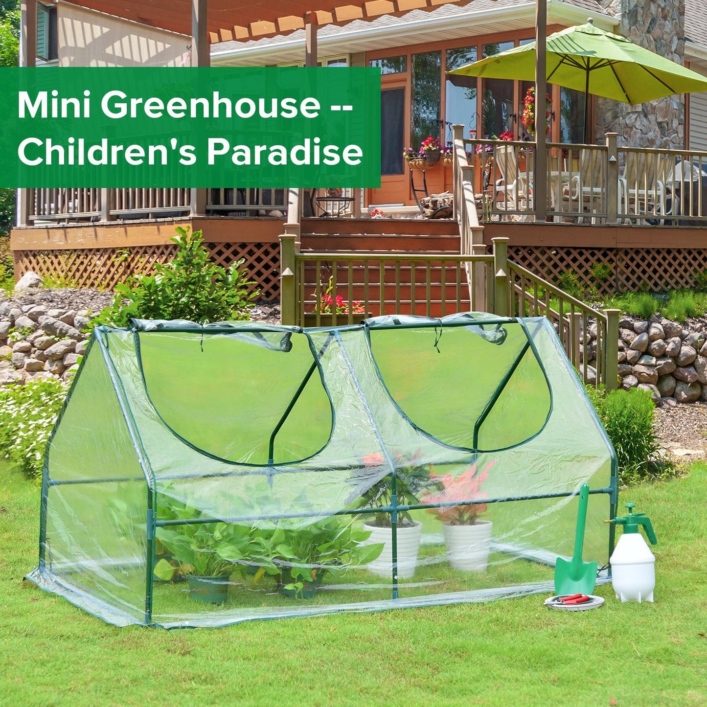 4 ft. x 2 ft. x 2 ft. Mini Greenhouse with Zipper Doors, Water Resistant & UV Protected Greenhouse Aoodor   