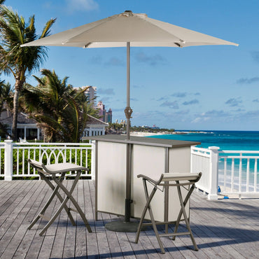 5 Piece Folding Chairs and Bar Table Set With 8' Adjustable Tilt Umbrella With Base Furniture Aoodor LLC   