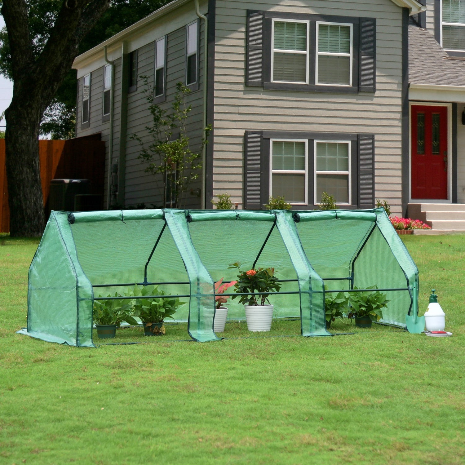 6 ft. x 3 ft. x 3 ft. /9 ft. x 3 ft. x 3 ft. Mini Greenhouse with 2 Zipper Doors Greenhouse Aoodor   
