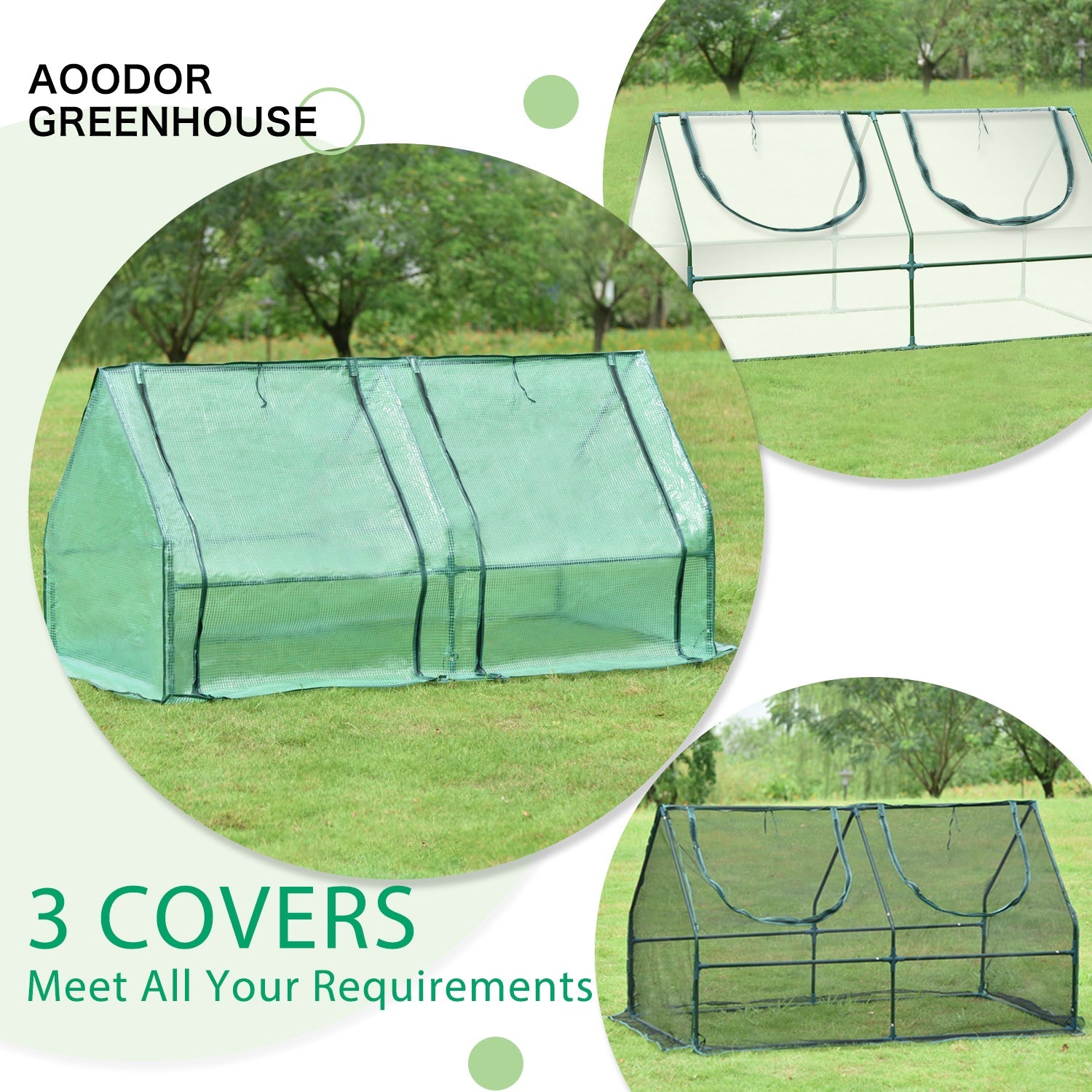 6 ft. x 3 ft. x 3ft. Mini Greenhouse with 2 Zipper Doors, Water Resistant UV Protected with 2 Covers Greenhouse Aoodor   