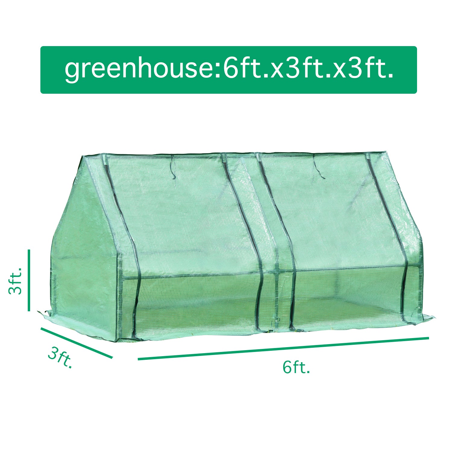 6 ft. x 3 ft. x 3ft. Mini Greenhouse with 2 Zipper Doors, Water Resistant UV Protected with 2 Covers Greenhouse Aoodor   