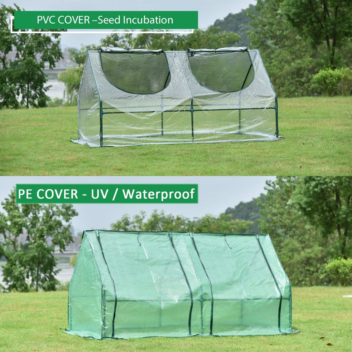 6 ft. x 3 ft. x 3ft. Mini Greenhouse with 2 Zipper Doors, Water Resistant UV Protected with 2 Covers Greenhouse Aoodor   